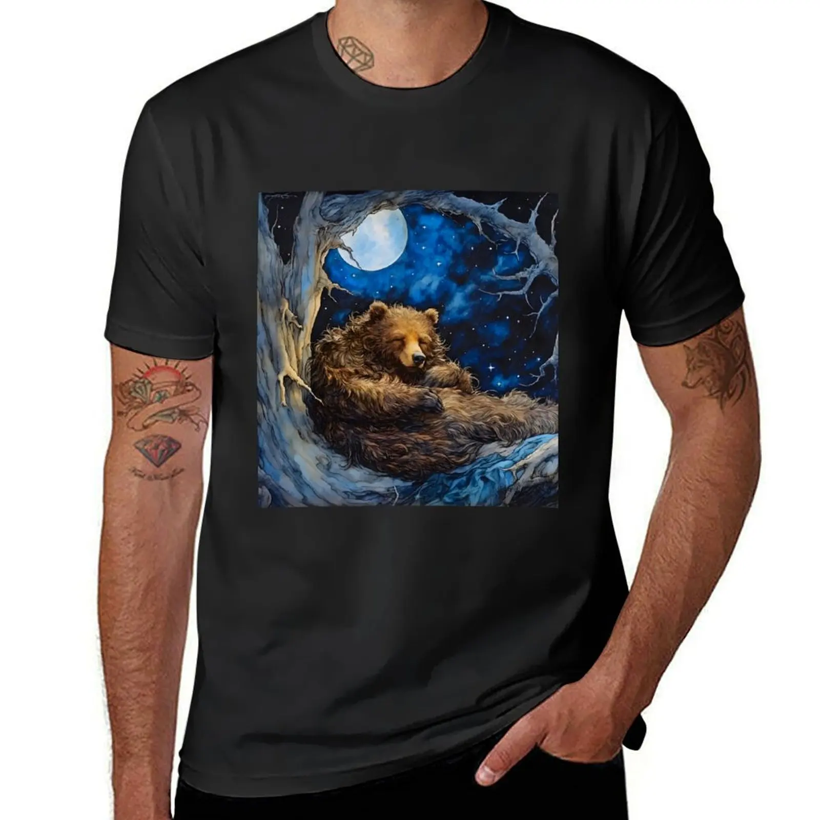 Bear Sleeping Under the Stars T-Shirt vintage clothes tees plus sizes cute clothes oversized t shirts for men