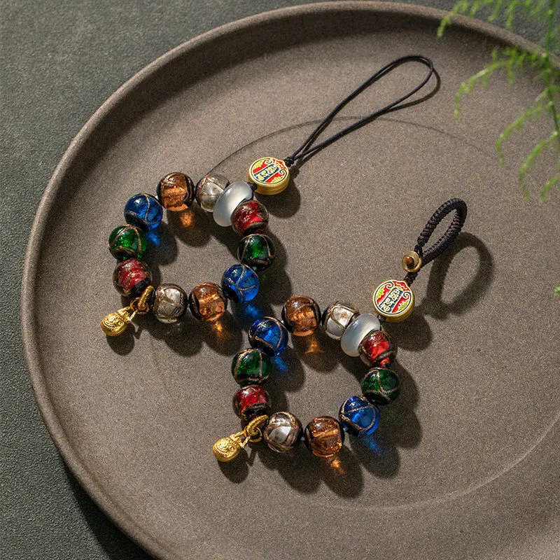 

Изысканный брелок из глазурованного стекла с цветным кольцом, креативный кулон для ключей от машины и телефона, подарок для пары с изображением золотого зверя