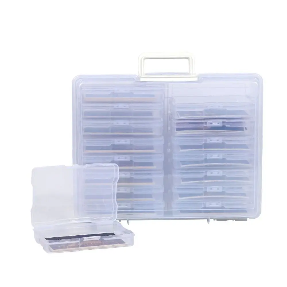 Office Supplies 16 Inner Organizer Photo Storage Box Clear Lids Craft Storage Case with Handle Extra Large Cards Keeper Stickers