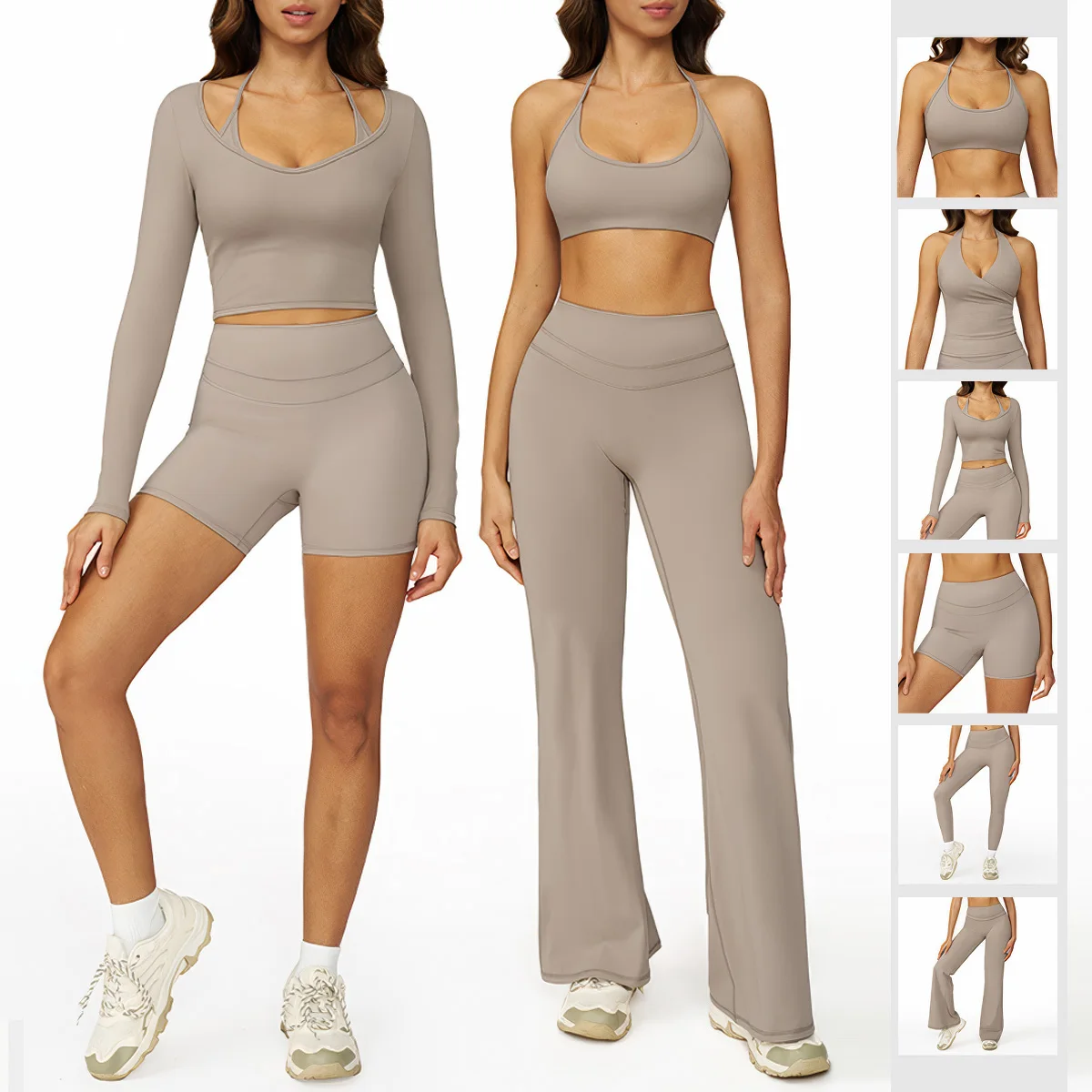 New 2 Piece Yoga Clothes Women's Tracksuit Athletic Cross Back Long sleeves Yoga Top Women Sports Bra Leggings Pilates Fitness