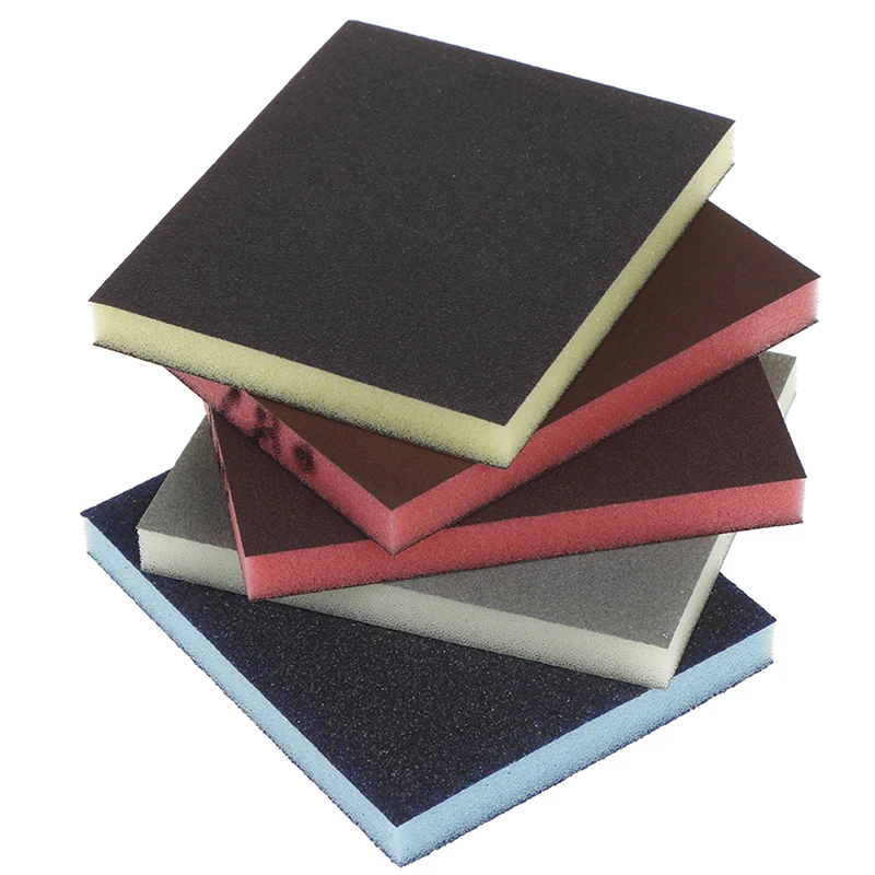 2PCS Random Color Polishing Sanding Sponge Block Pad Sandpaper Assorted Abrasive Tool 120*100*12mm