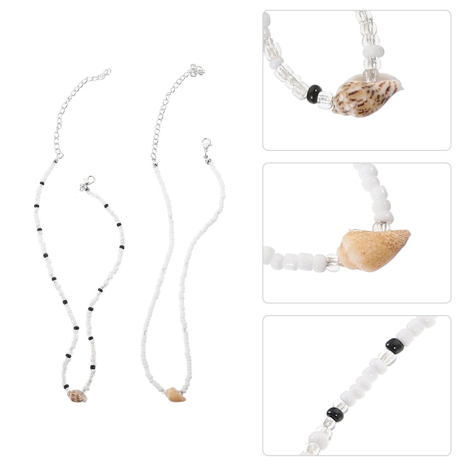 

2pcs Beaded Necklace Women Conch Necklace Teen Dainty Jewelry For Wedding Bridal Beach Party Gift Necklaces