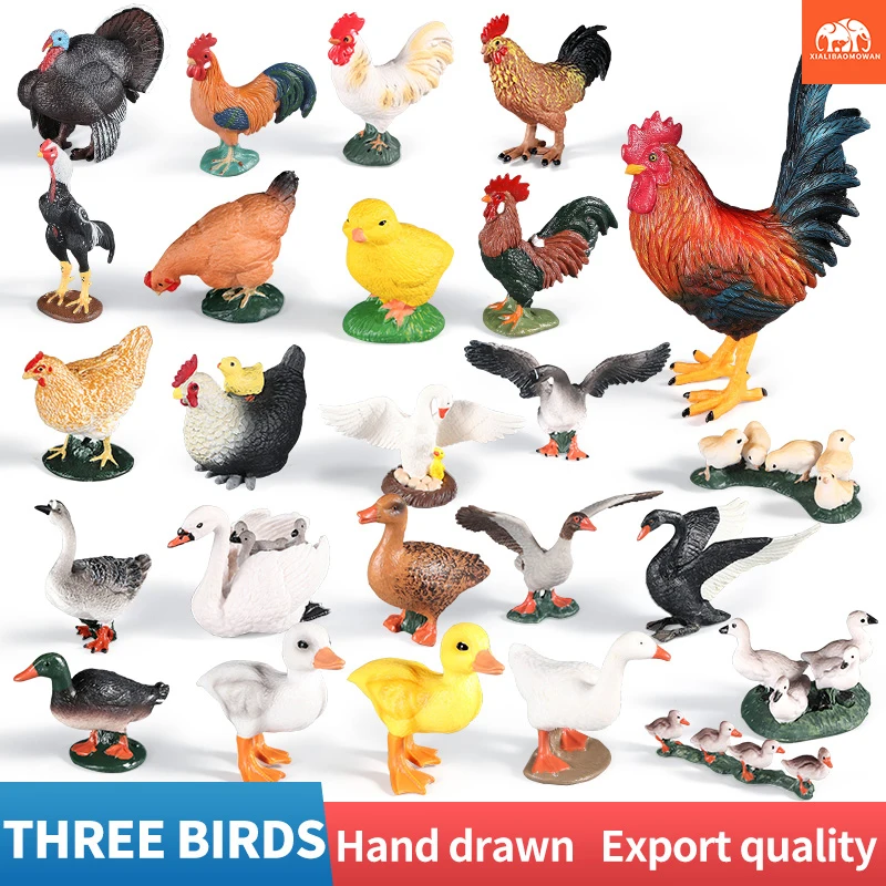 

Educational Simulation Poultry Farm Animal Models Set - Duck Goose Swan Hen Chicken Action Figures Toy Collection for Kids Xmas