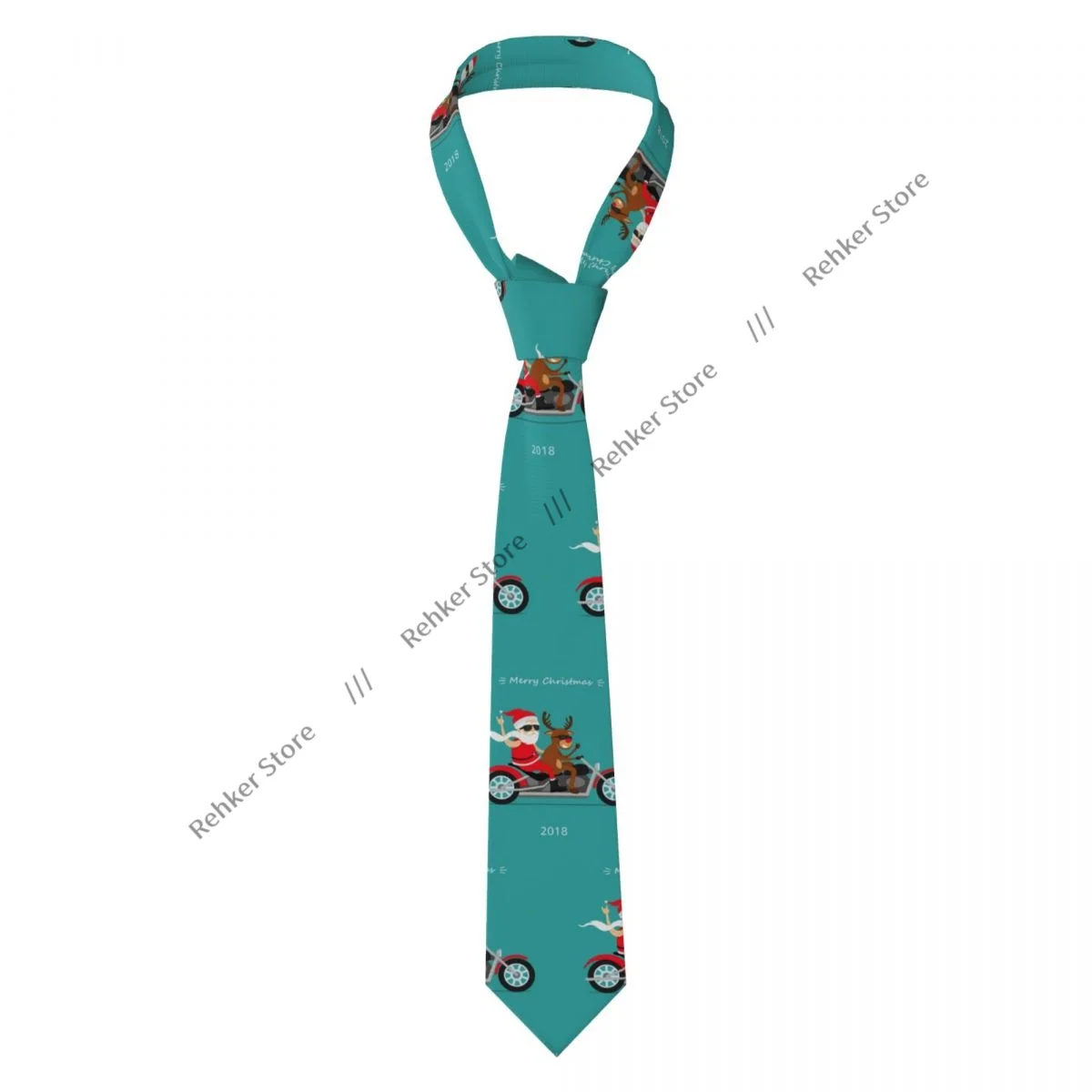 ربطة عنق رجالي رفيعة ونحيفة ومضحكة سانتا كلوز وركوب الدراجات النارية على شكل غزال ربطة عنق عصرية بنمط حر لحفلات الزفاف