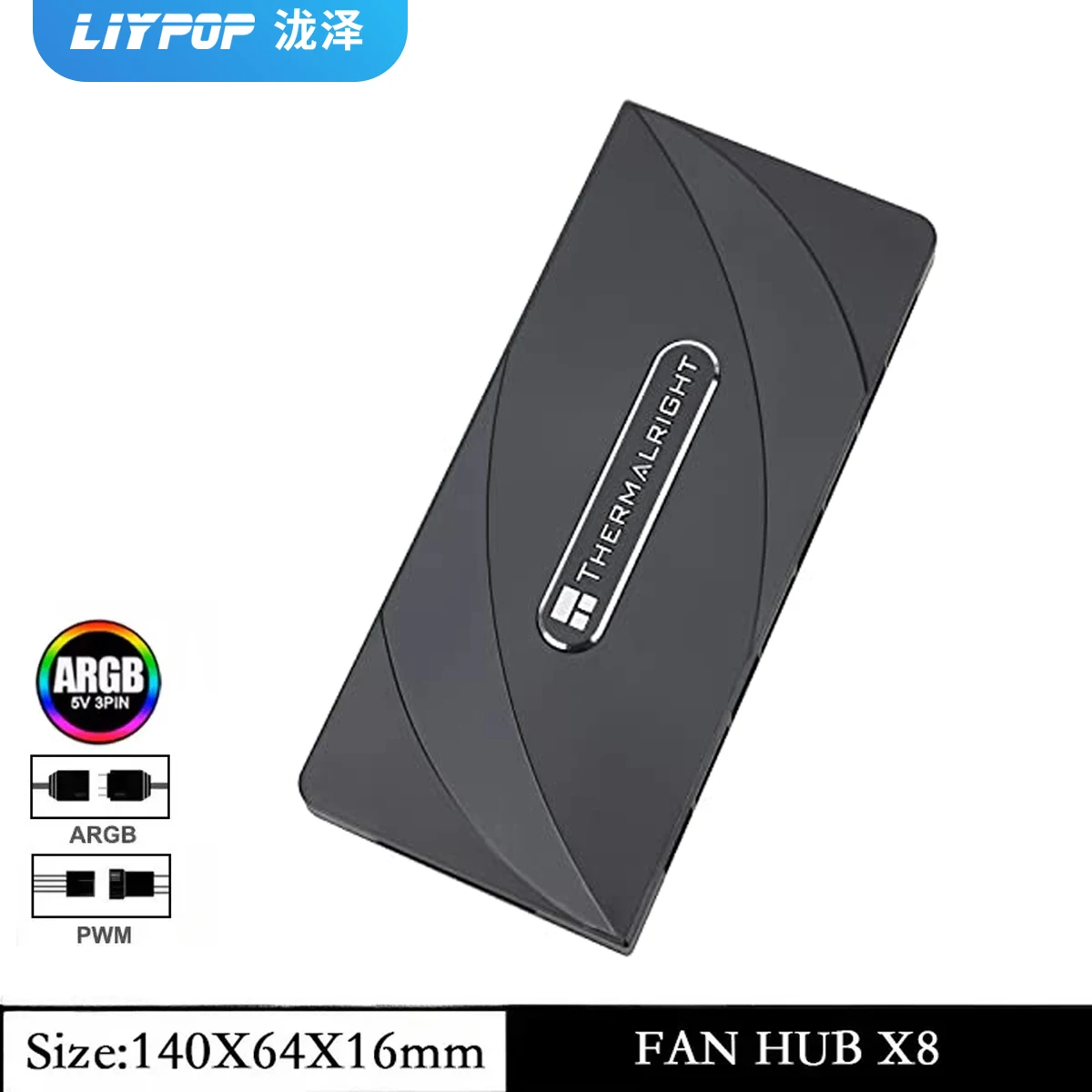 

Thermalright Fan AND ARGB HUB X8 ARGB/PWM Hub Controller Hub Support 8 Groups of Fans 8-Port PC PWM Fan and ARGB Fan Controller