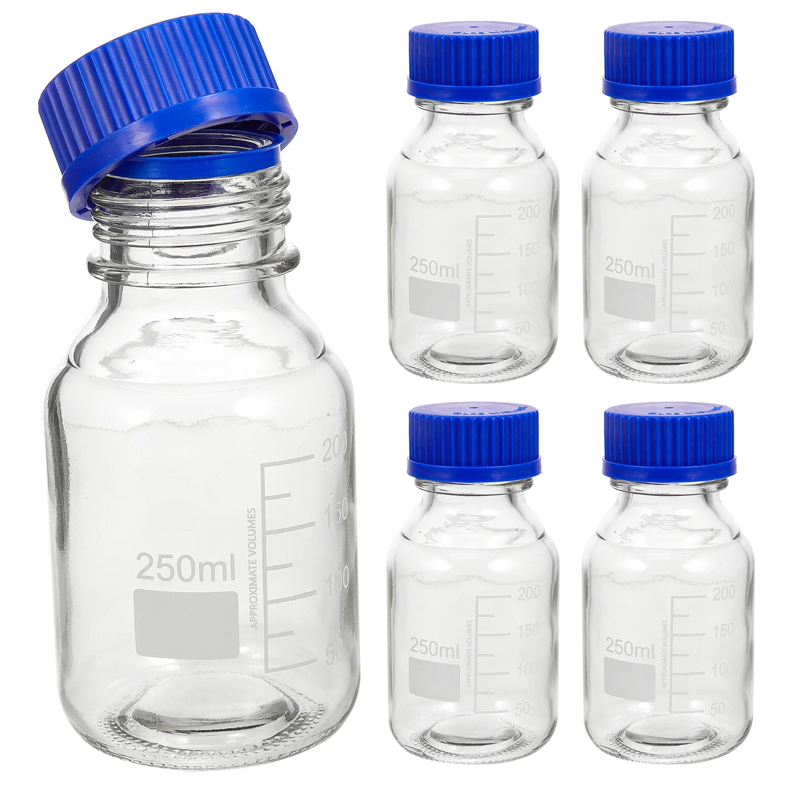 

4Pcs Graduated Reagent Bottle with Screw Caps Heavy Duty Wear Resistant Empty Glass Bottle for Laboratory Factory Medical Liquid