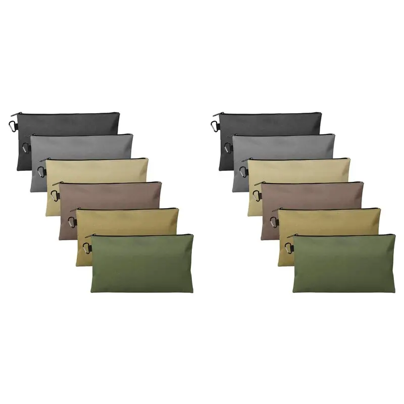 abuh-12-pack-tool-bag12-inch-small-tool-bag-with-carabiner-multipurpose-storage-organizer-pouch-with-dependable-zipper