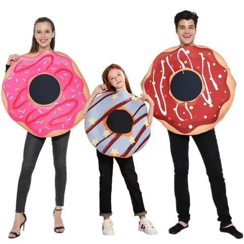 성인 재미 있은 초콜릿 잼 도넛 의상 할로윈 음식 코스프레 가족 그룹 의상 카니발 부활절 Purim 멋진 드레스 MN12