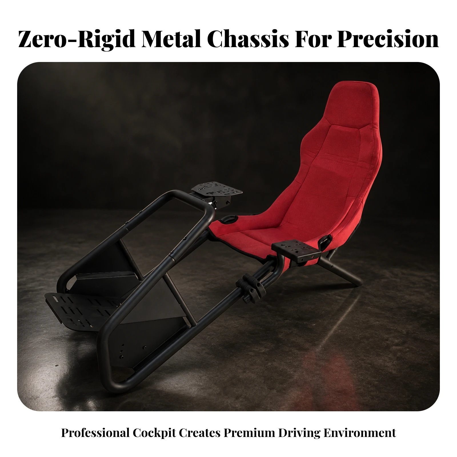 Sim Racing Cockpit with Seat Universal Sim Racing Wheel Stand with Seat Furniture Floor-Standing Matte Black for Gamers - view 5