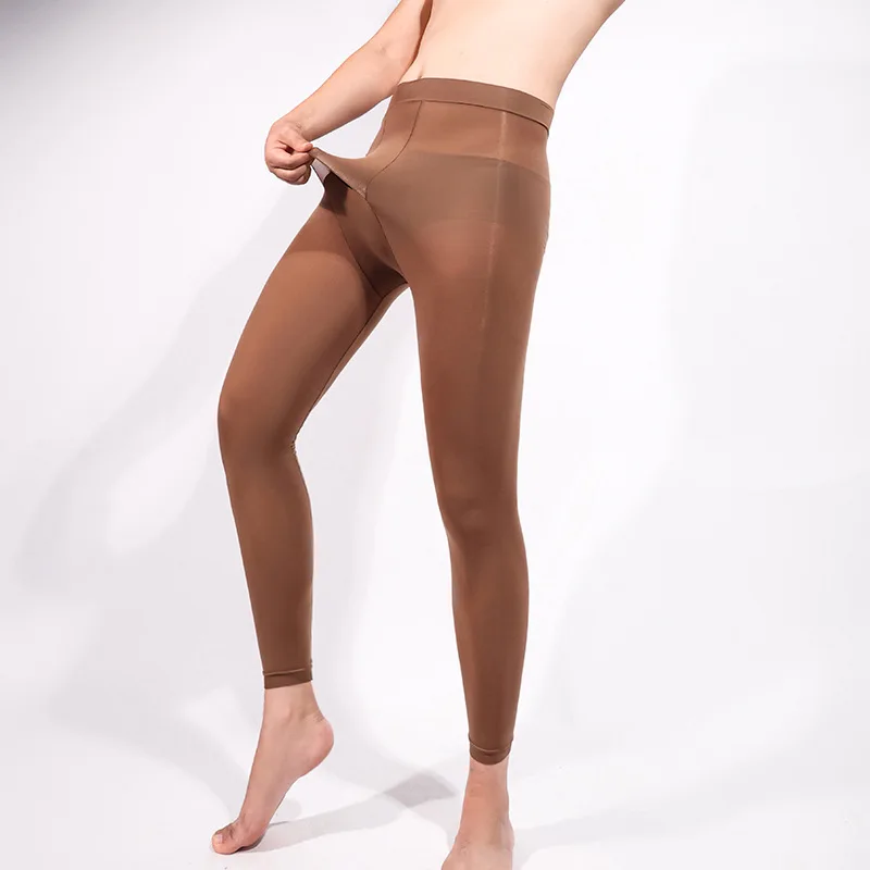 Long Pants Men Sexy Sheer Stretch Leggings Thermal Underwear Trousers Male Nightwear High Elastic Bottoms Tight Autumn Pantyhose