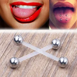 2PCS 14G Silicone Bar Surgical Steel Ball Barbell Tongue Ring Stud Piercing Pin Fashion Jewelry 12mm 14mm 16mm 18mm