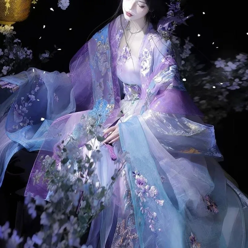 

Three Raindrops Collection Zhiwuzhiyue Hanfu Dress Improved Song-style Embroidery And Printed Patterns New