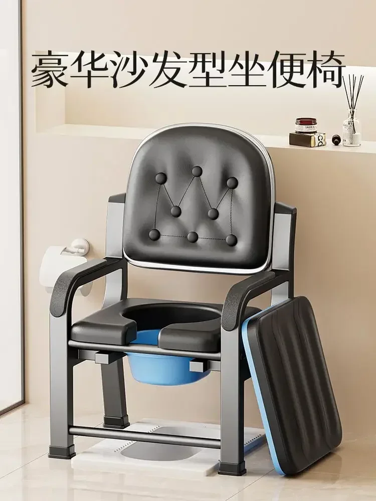 Portable Heavy Duty Bedside for Elderly Adults Chair for Toilet Seat Removable Pail Potty Chairs Grab Bars Disability Equipment