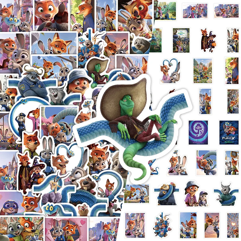 65 pezzi Disney Cute Animation Zootopia Graffiti adesivi Decorazione creativa Custodia per cellulare Notebook Tazza d'acqua Giocattoli per bambini Regali