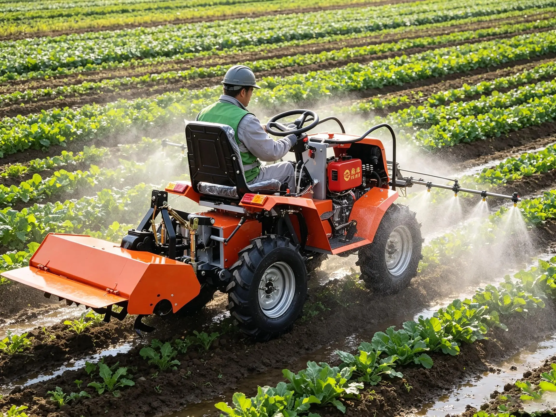 15HP Household Garden Tractor PTO Three Point Hitch Rotary Tiller Sprayer for Small Farm Breeding Equipment