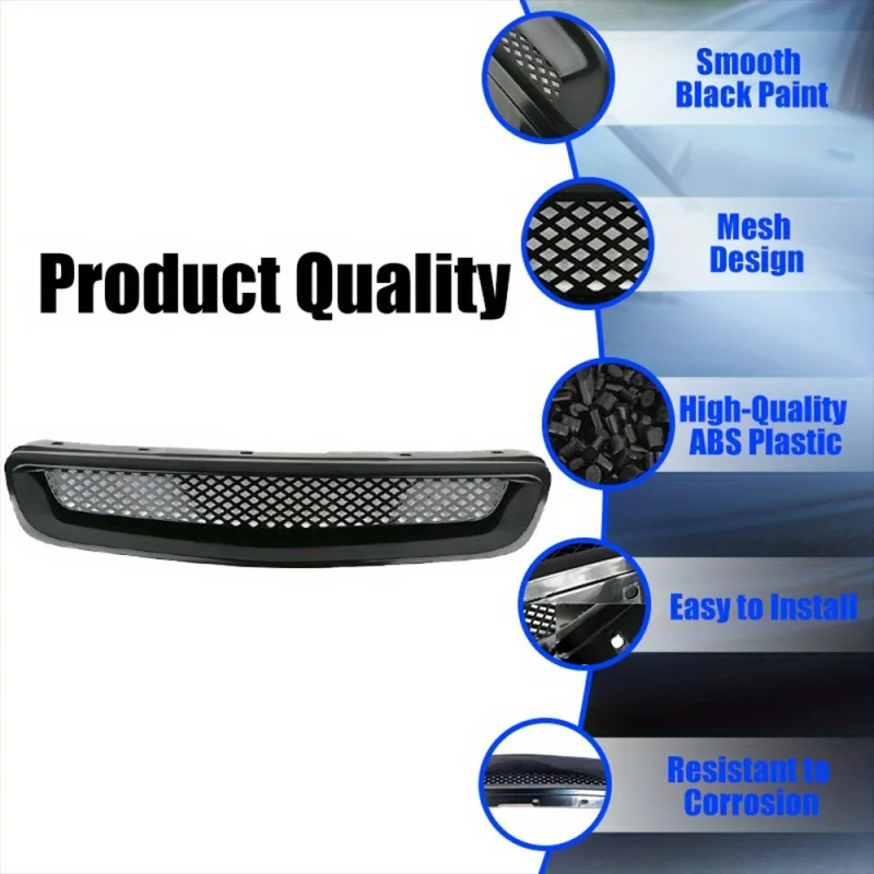 تعديل شبكة الشبكة الأمامية للسيارة مناسب لشواية مدخل السيارة من ألياف الكربون ABS Honda Civic 1996-98