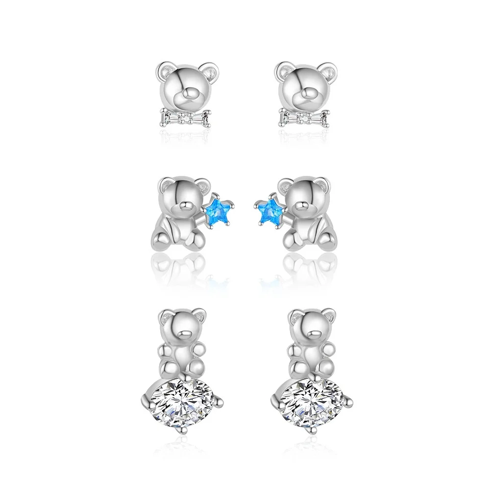 

Оригинальные женские серьги с медведем из стерлингового серебра S925, легкие роскошные универсальные ювелирные изделия с микроинкрустацией цирконом