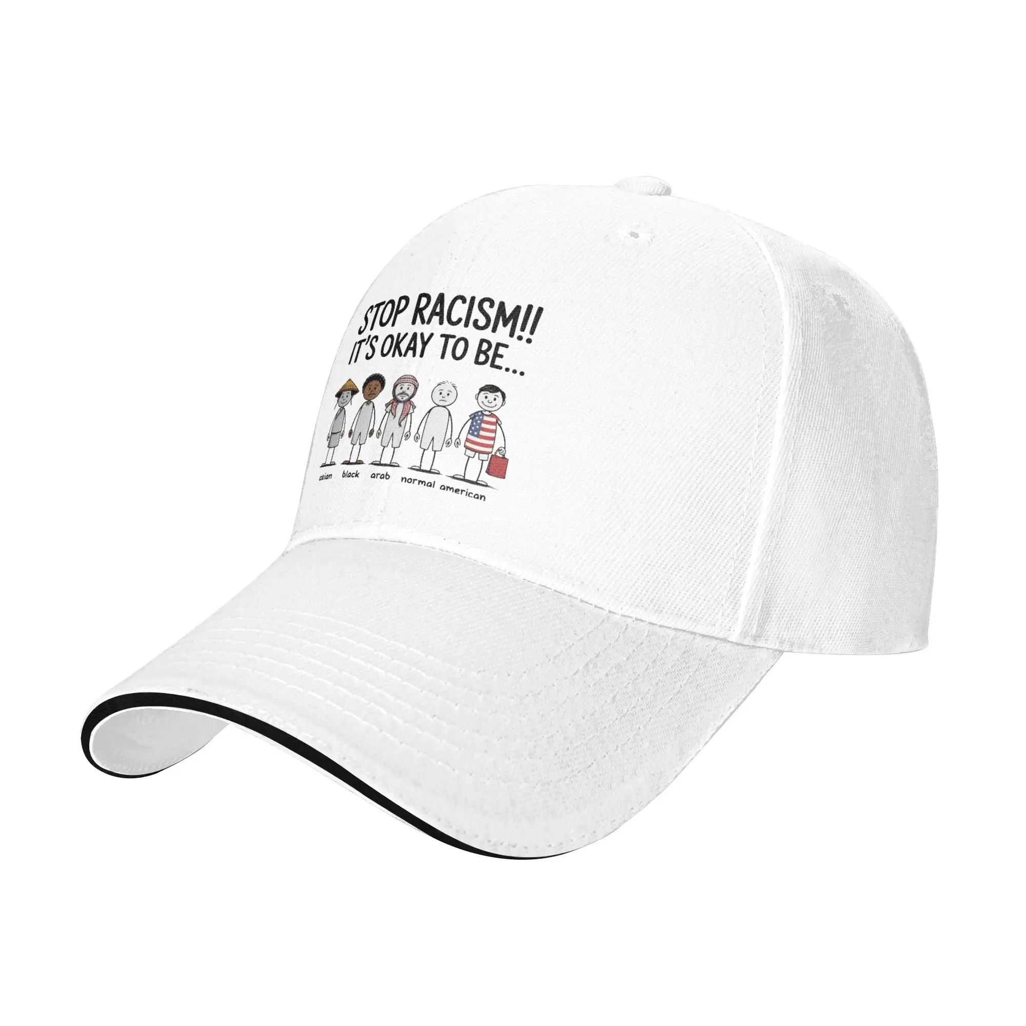 Stop Racism It's Okay to Be Sun Baseball Cap Summer Men Women  Design Hip Hop Hats High Quality Fitted Kpop Rock Snapback Cap