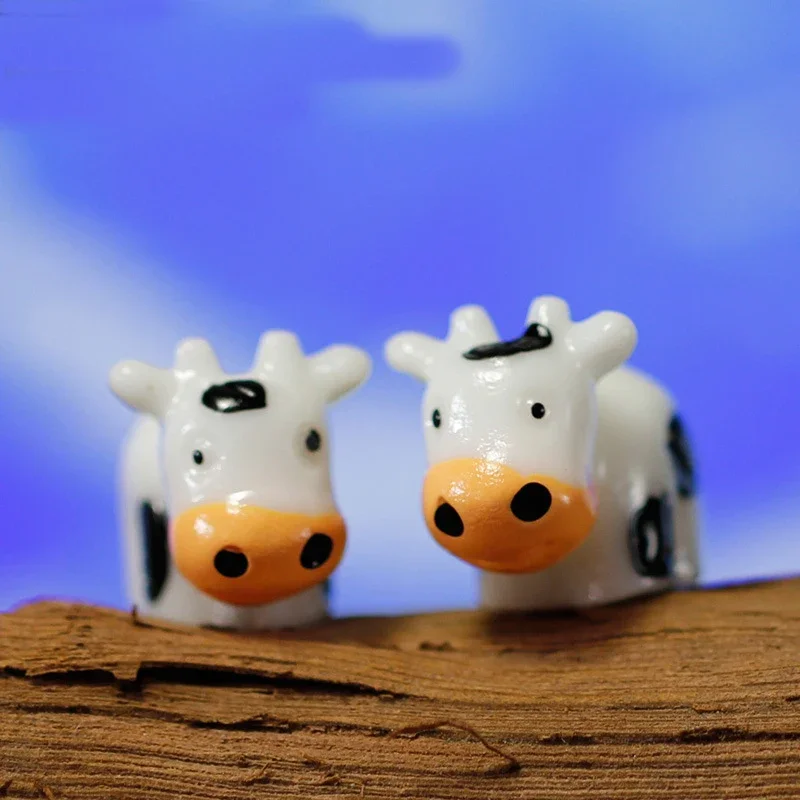 2PCS Mini Resin Snail Horse Bird Honeybee Rabbit Frog Cow Pig Hamster Figurines Farm Animal Miniature Fairy Garden DIY Craft