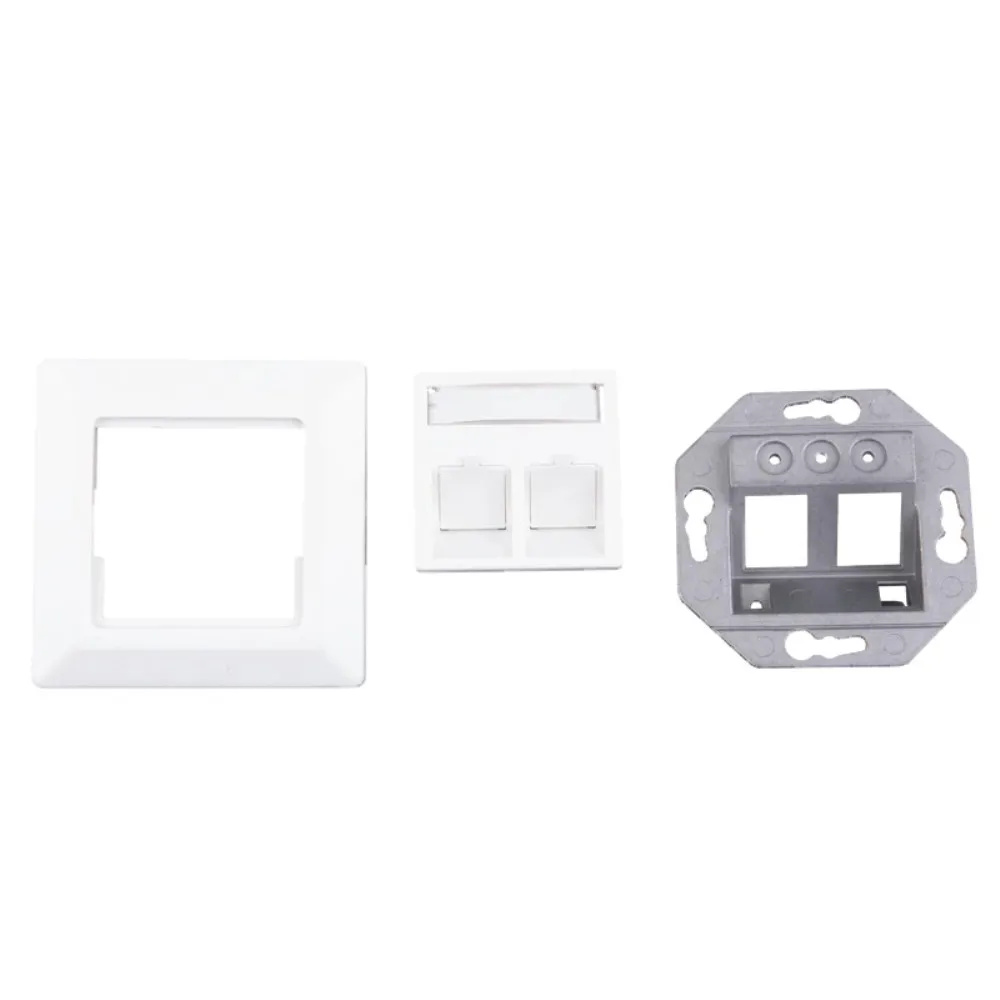 Networking Wallplate Telephone Socket RJ11 RJ45  European Style Keystone Jacks Outlet Mount Panel 80x80mm Dual Port Faceplate