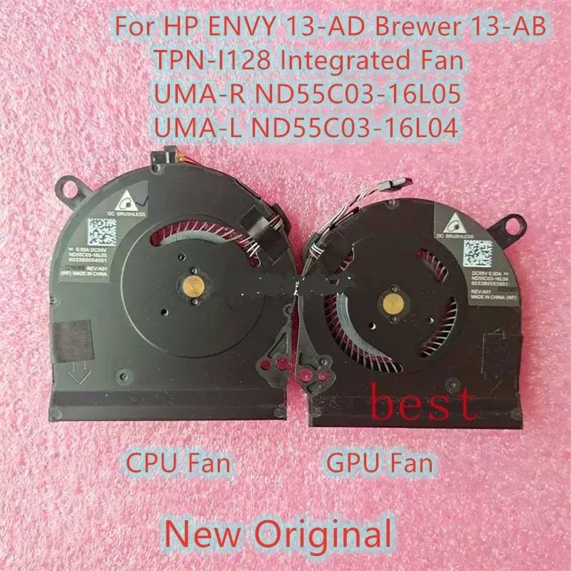 New Original Laptop CPU GPU Cooling Fan For HP ENVY 13-AD Brewer 13-AB TPN-I128 Integrated Fan UM-R ND55C03-16L05 ND55C03-16L04