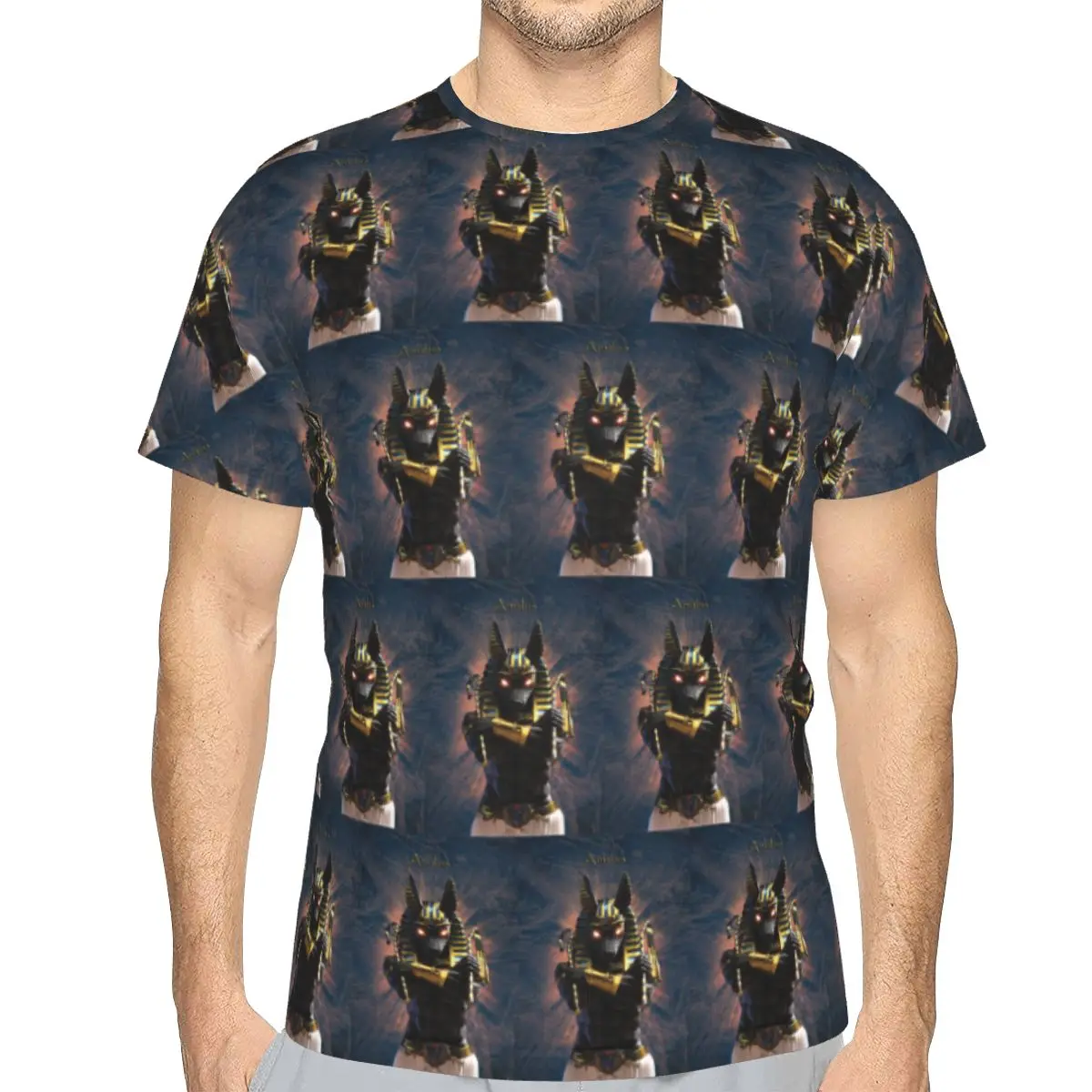100% Cotton Ancient Egypt God Anubis Egyptian Pharaoh T-Shirt Men's Classic T Shirt Men Crew Neck Summer Shirts Tops