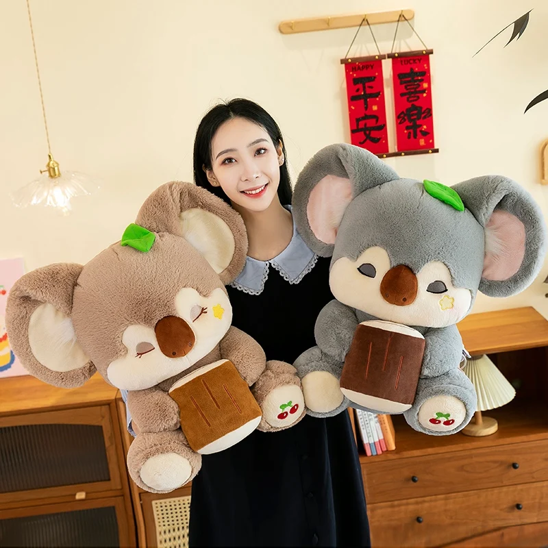 27 ~ 50 cm Holding Stomp Slapen Koala Knuffel Gevuld Bruin Grijs Cartoon Zitten Dier Slaperig Plushie Verjaardagscadeau