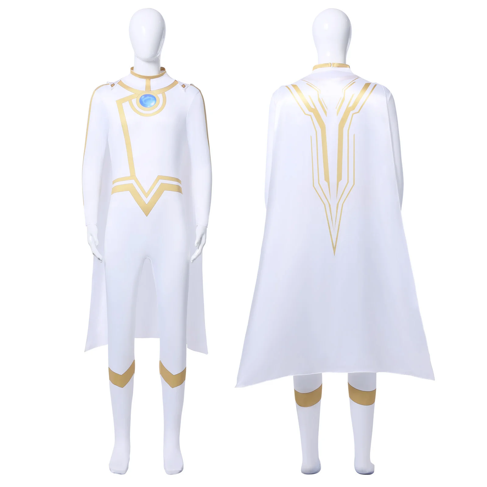 Bonito disfraz de Cosplay, monos blancos con capa, conjunto completo para fiesta de Halloween