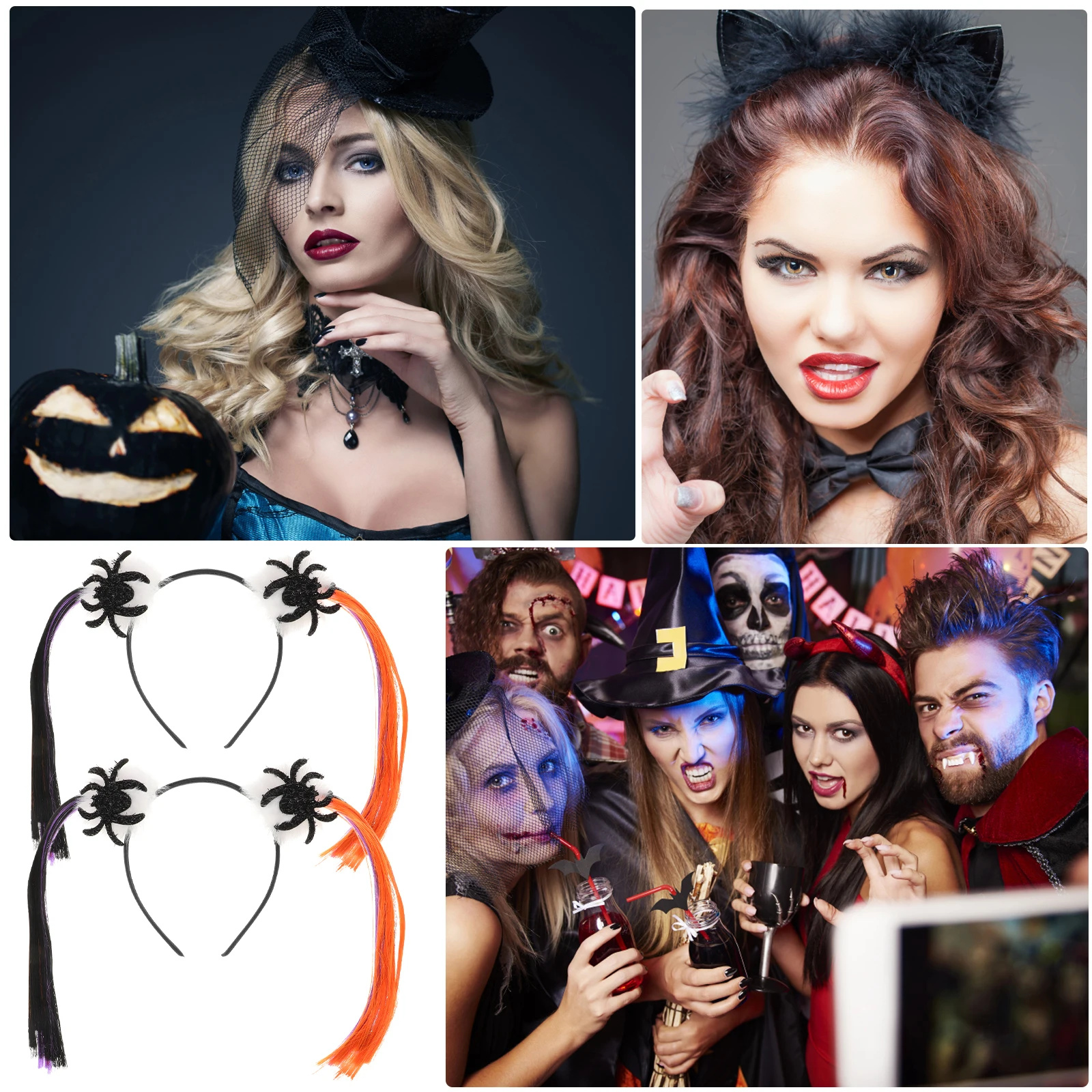 

2 Pcs Headband Halloween Decorations Pumpkin Headdress Hair Hoop Hat Kids Costume Party Accessories Festive Look