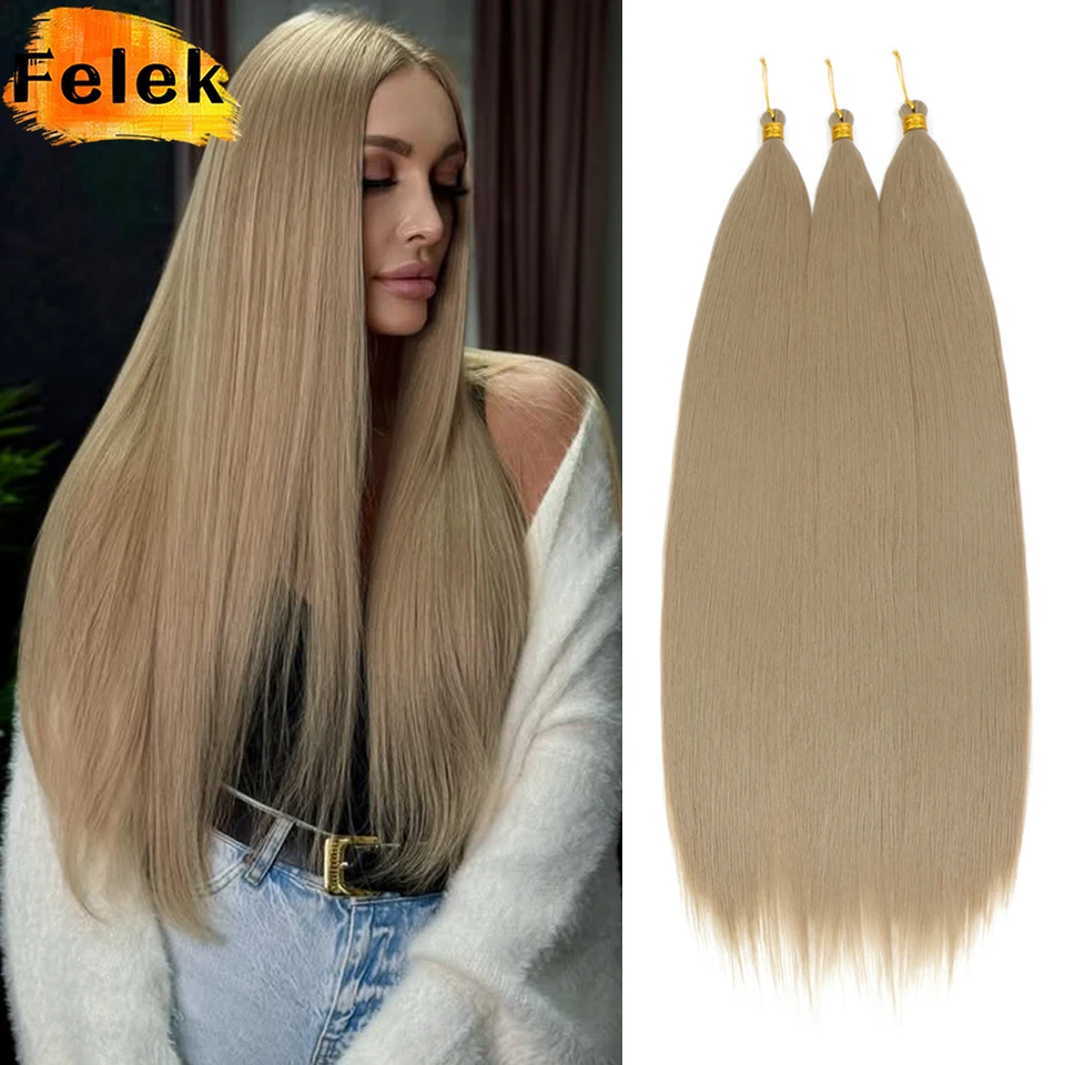 

Brown Ariel Straight Braiding Hair Extensions 30 Inch Ombre Purple Pink Grey Synthetic Crochet Braids Hair For Women Fake Hairs