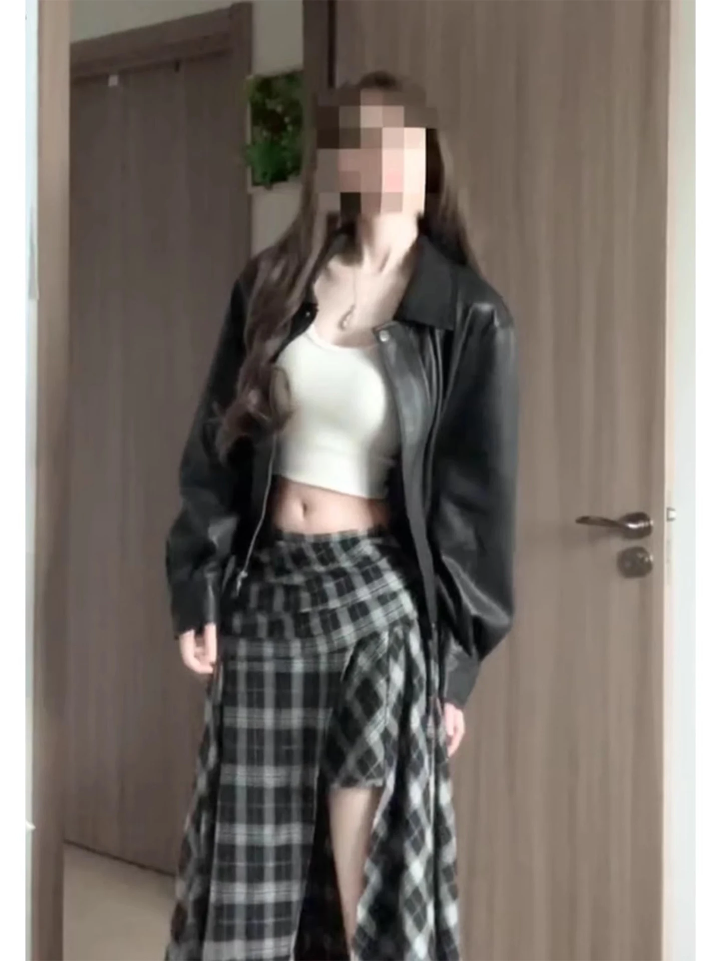 Kurtka skórzana damska ort Bla, jesień 2025, nowa, luksusowa, luźna, uniwersalna, motocyklowa, modna odzież wierzchnia.