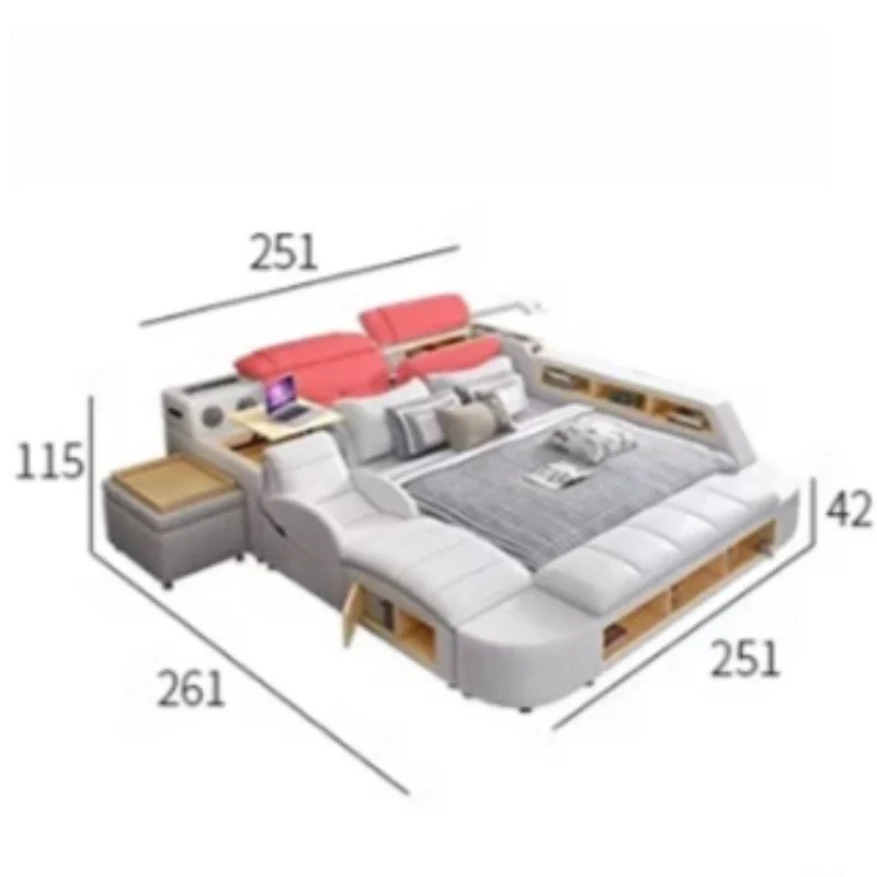 Leather Luxury Beds Tatami Unique French Bunk Workstations Beds Floor Islands Camas Matrimoniales Bedroom Furniture Sets