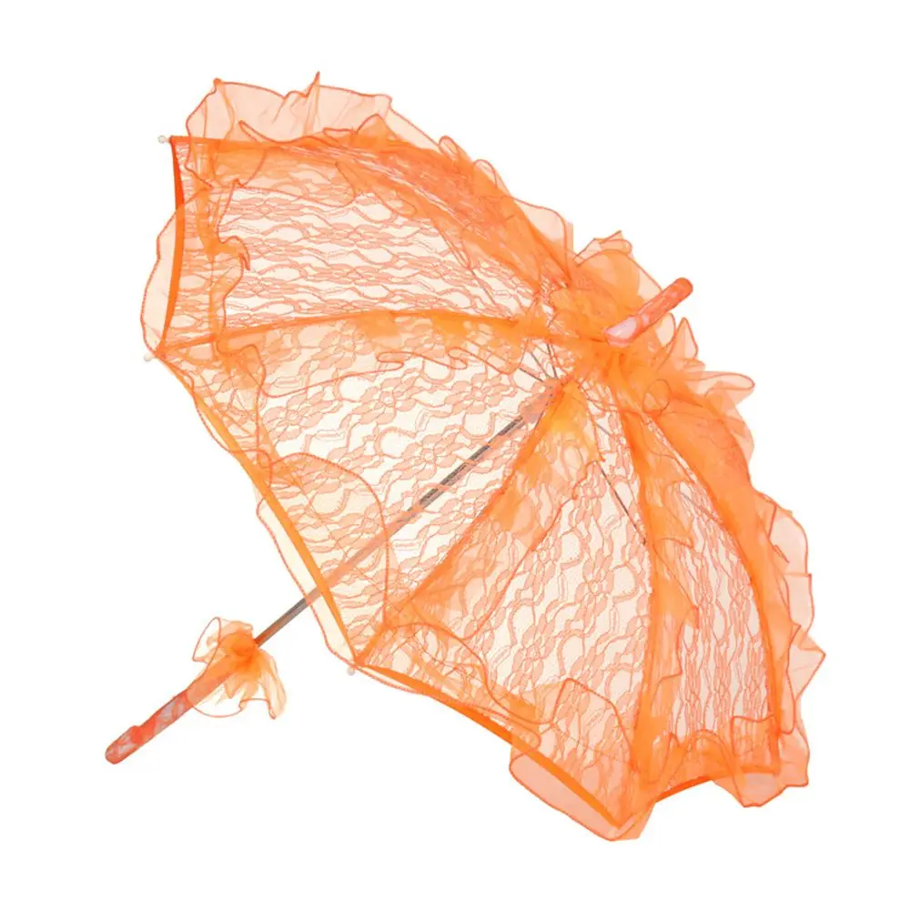 Hollow Out Craft Cotton Photography Props Lace Bridal Umbrella Long Handle Umbrellas Lace Floral Umbrella Embroidery Parasol