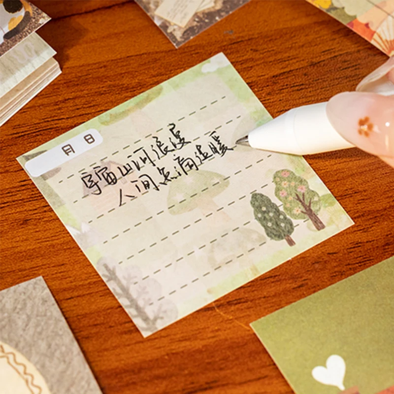 Mr. Paper 50pcs Time Letter Sticker Book - Vintage Memo Journal Supplies, Nostalgic Collage Decor, Literary Theme Stationery