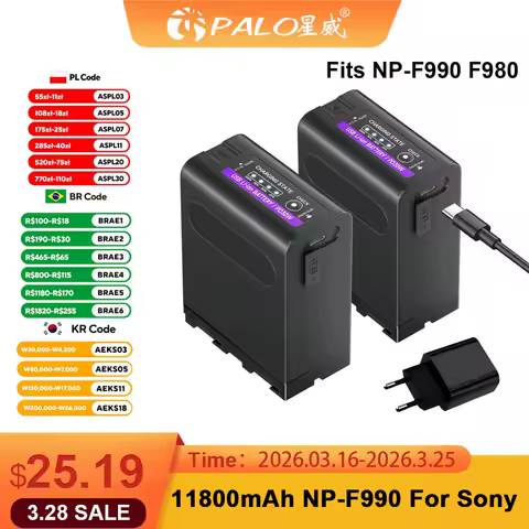 NP-F990 NP F990 Battery PD30W Fast Charging Fits SONY NP F980 F970 F960 F750 F550 F570 MC1500C PLM-100 CCD-TRV35 MVC-FD91 HVR-HD