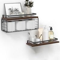 Bathroom Storage Rack Metal Wire Storage Shelf Versatile Bathroom Storage Solution Wall Mount Wooden Floating for Organized