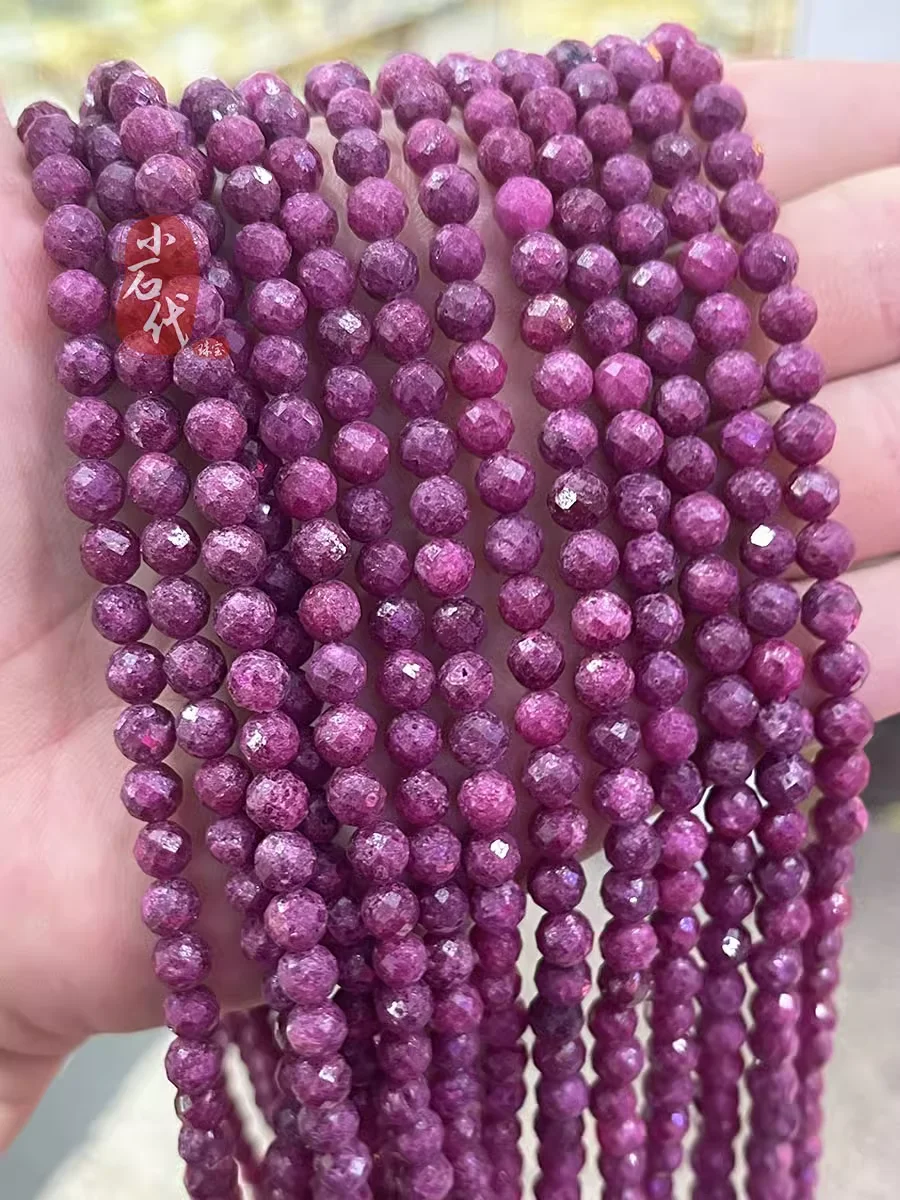 natural 6mm Ruby faceted round loose beads for jewelry making design DIY Necklace Bracelet