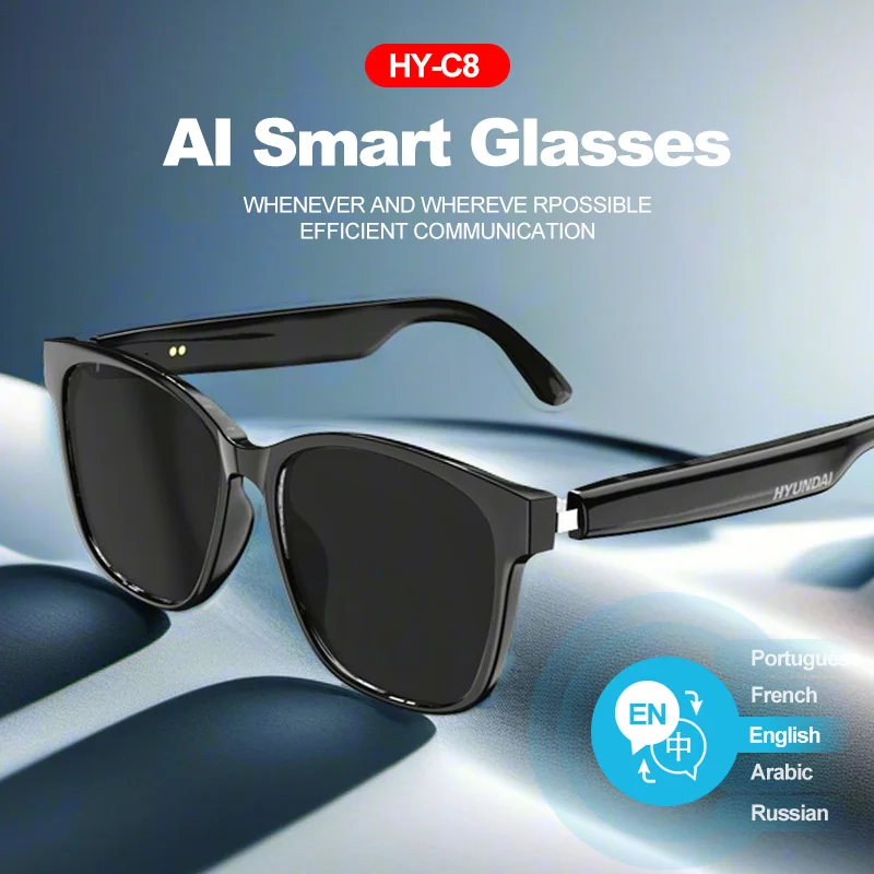 

HY-C8 AI Smart Glasses Men Women Real-time Language Translator Bluetooth Wireless Headphone AI Chat Smart Technology Sunglasses