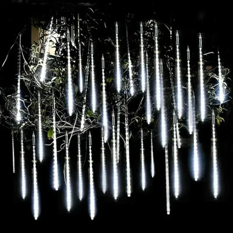 30/50cm 8 Tubes Meteor Shower Rain LED String Lights Christmas Tree Decorations Street Garland for Decor Noel New Year Navidad