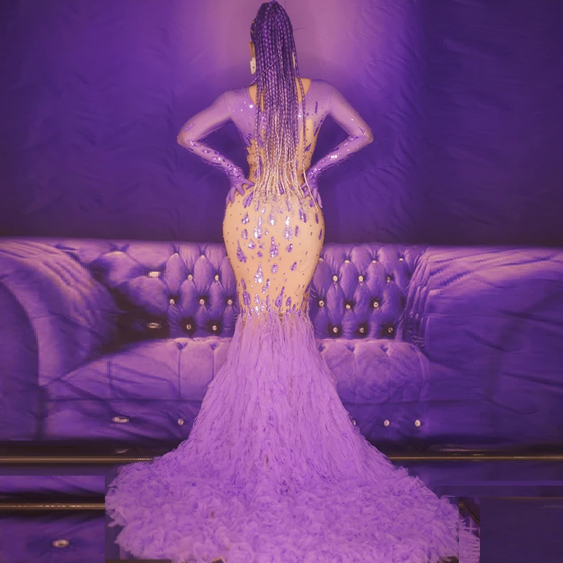 Sexy Sheath Tulle Prom Dress Fit Flare Tail Women Formal Evening Party Gown Stage Performance