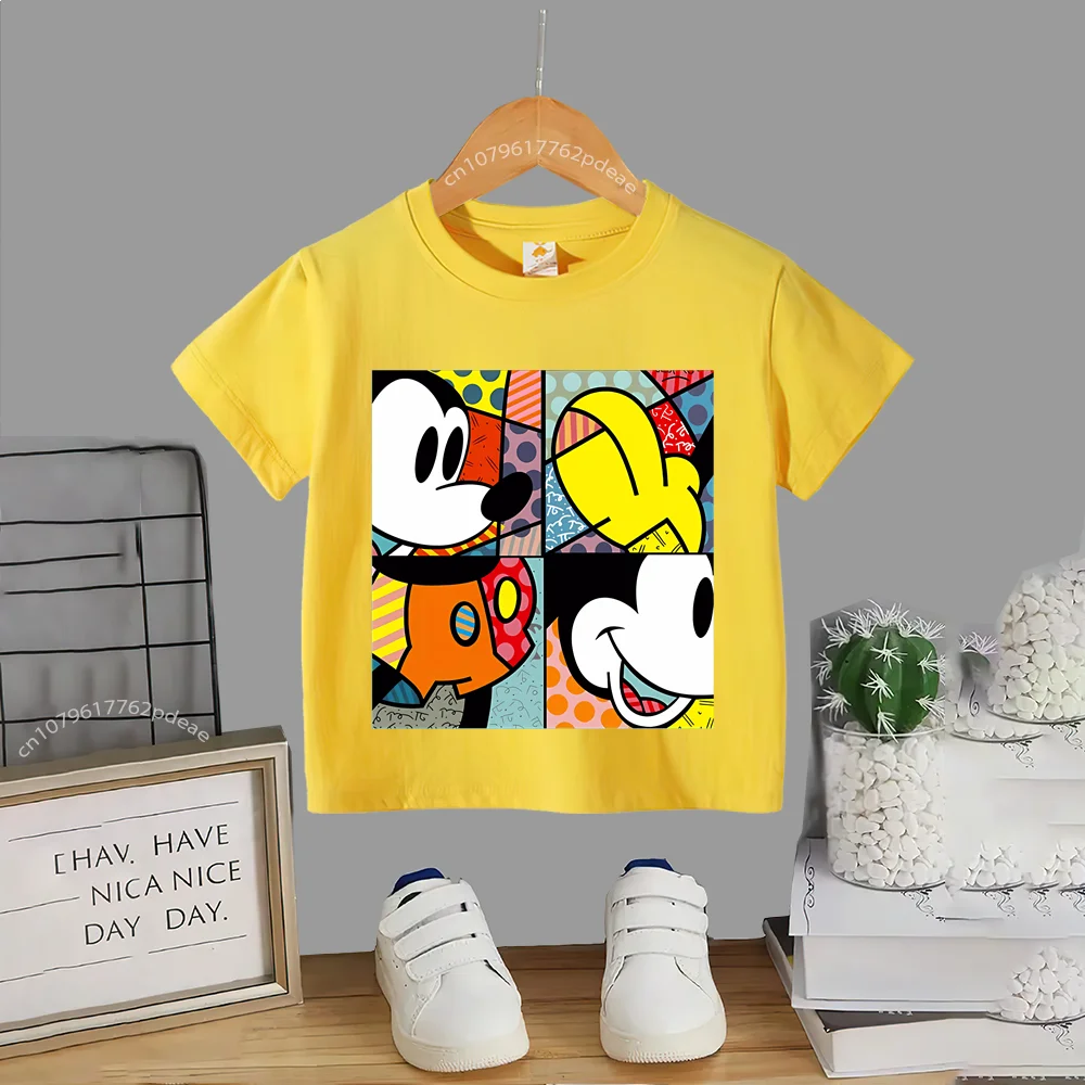 Disney Teen 100% Cotton T-shirt Baby Baby Street Fashion Creative Cotton T-shirt Boys Girls Comfortable casual short sleeve