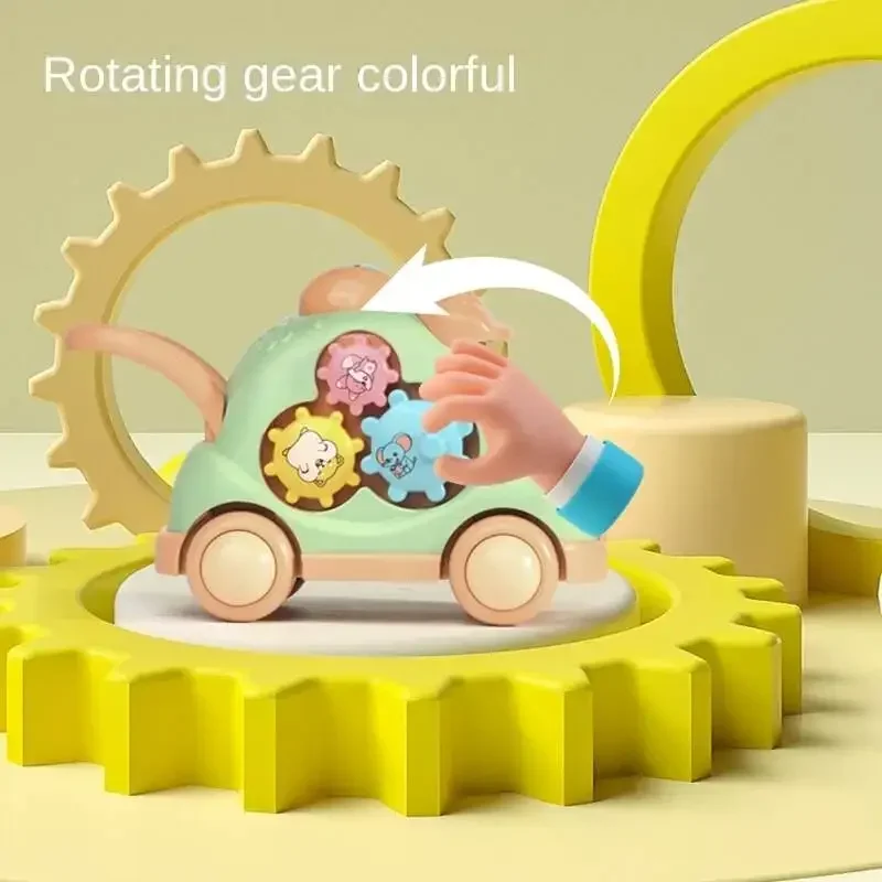 1 unidad de historia de música luminosa creativa, coche de juguete para niños, máquina de dibujos animados, carrito poliédrico coaxial, juguetes para gatear y caminar para bebés