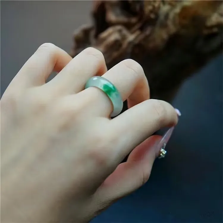 Natural Myanmar Jadeite Ice Floating Flower Jade Rings Men Women Healing Gemstone Fine Jewelry Genuine Grade A Burma Jade Ring