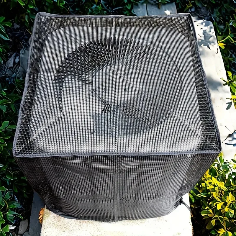 غطاء مكيف الهواء الخارجي شبكي أسود - تصميم جيد التهوية للتبريد والحماية، غطاء هواء مقاوم للطقس