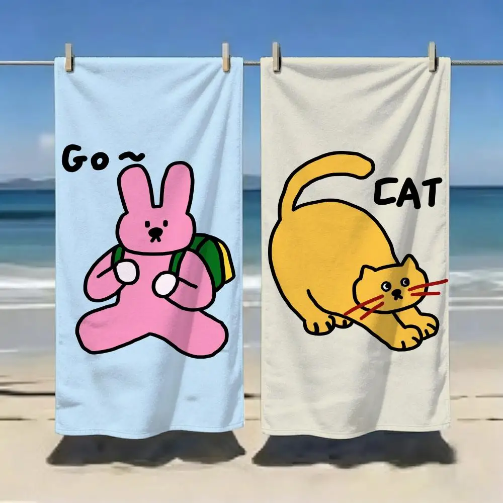 Cartoon Korean minimalist cozy style Towel Microfiber soft Beach Towel for Travel Fitness Sauna Bathing Camping
