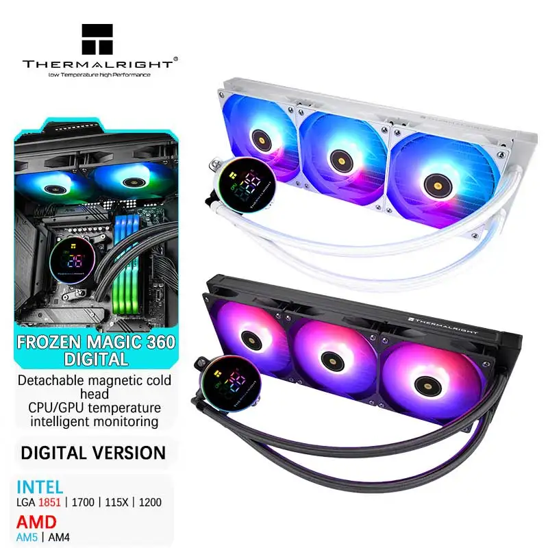 

ЦИФРОВОЙ процессор Thermalright FROZEN MAGIC 360, универсальный цифровой кулер для воды, магнитная конструкция с холодной головкой, поддержка LGA1851/1700 AM5