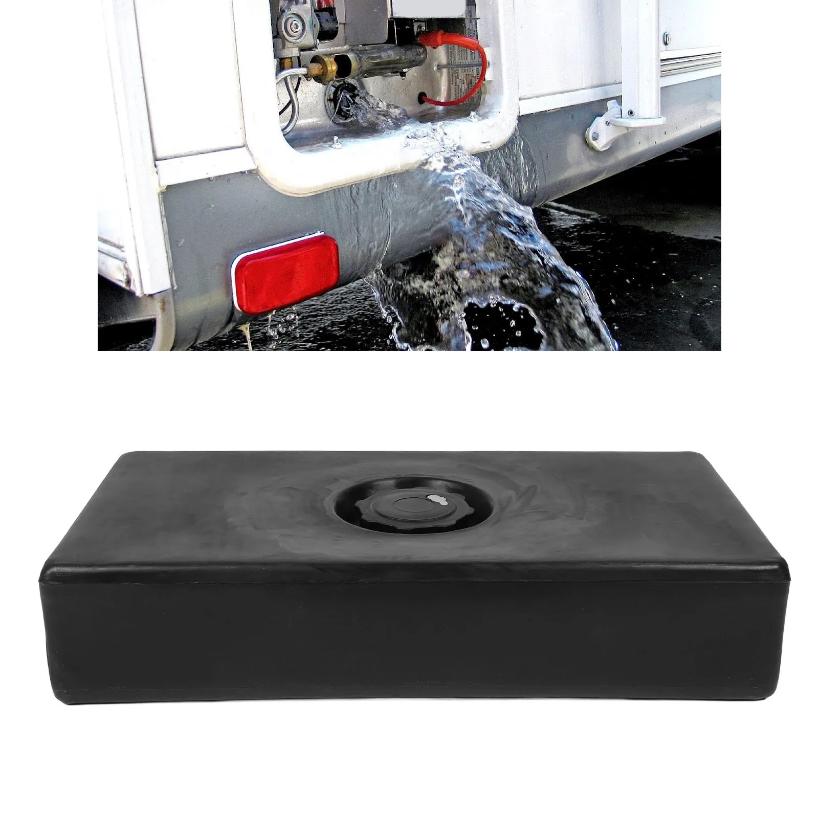 26 X 13.4 X 5.5in RV Water Holding Tank 8 Gallons Leakproof Impact Resistance Black for RVs Trailers Campers Boats