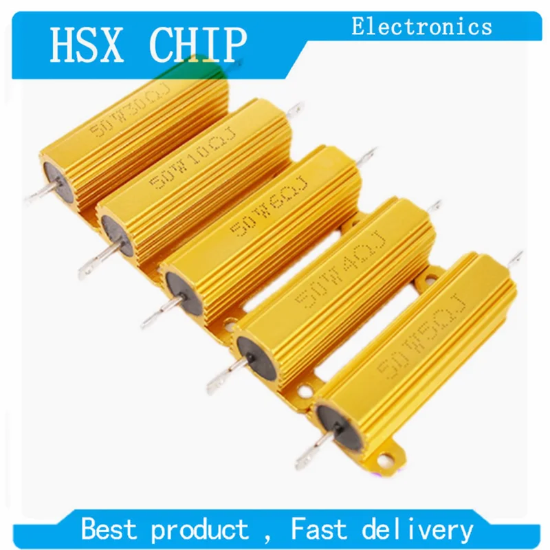 

50W Aluminum Power Metal Shell Case Wirewound Resistor 0.22R 1 2 3 4 5 6 8 10 25 100 200 1K 10K ohm RX24