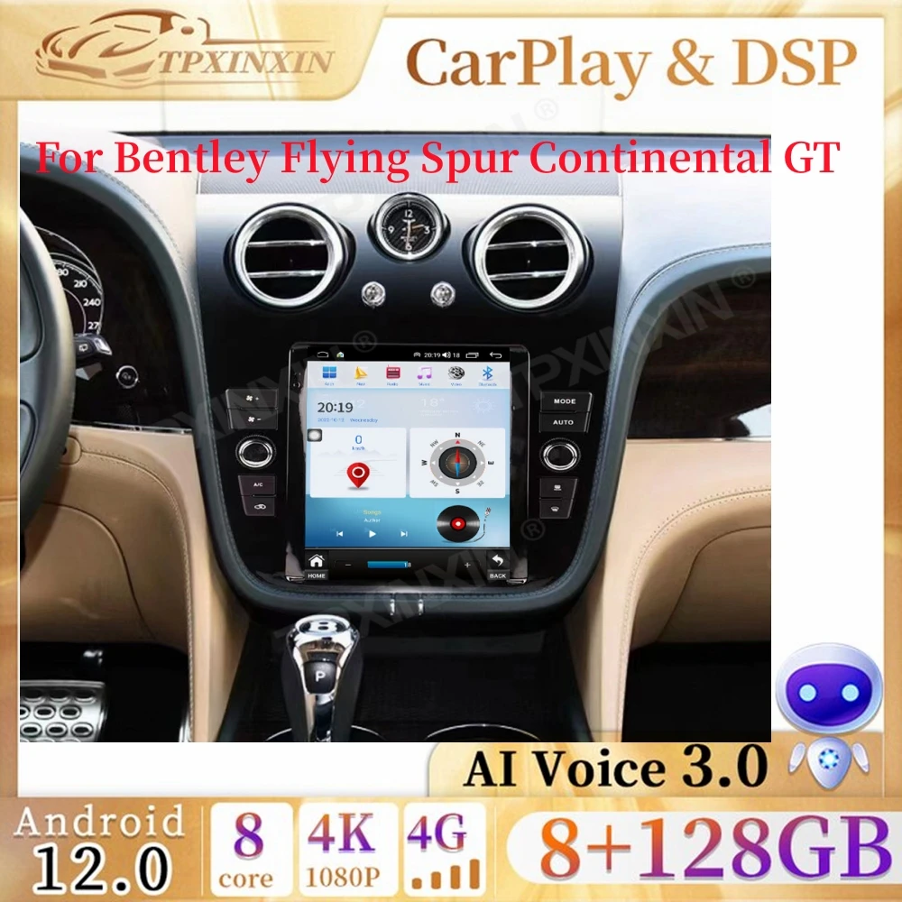 

8+256GB Tesla Vertical Screen Android 12.0 Car Radio For Bentley Continental Flying Spur Multimedia Video Player Navigation GPS