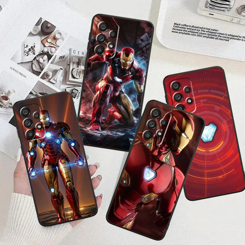 Marvel Black Panther Iron Man For Samsung A53 A52 A33 A32 A51 A71 A21S A13 A73 A55 A22 A23 A35 A72 A54 A12 5G Black Funda